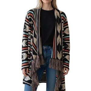 Say What? Black and Cream Geometric Cardigan